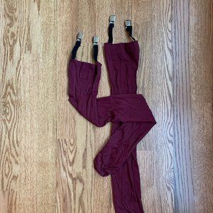 Purple/maroon stockings with garter straps